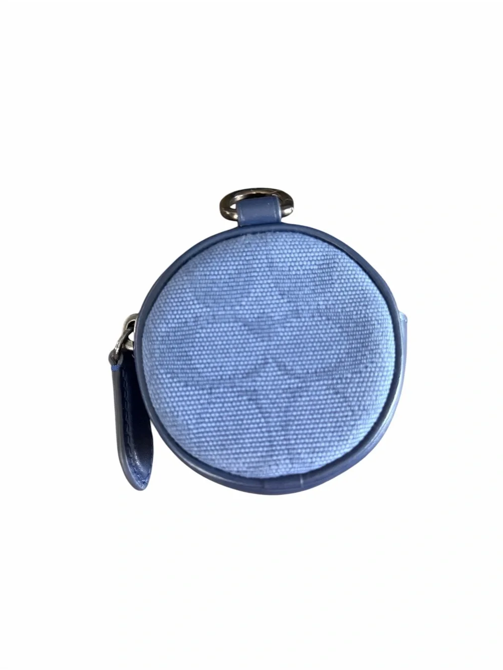 Coach Leather and Canvas Blue Round Coin Purse/ Case
